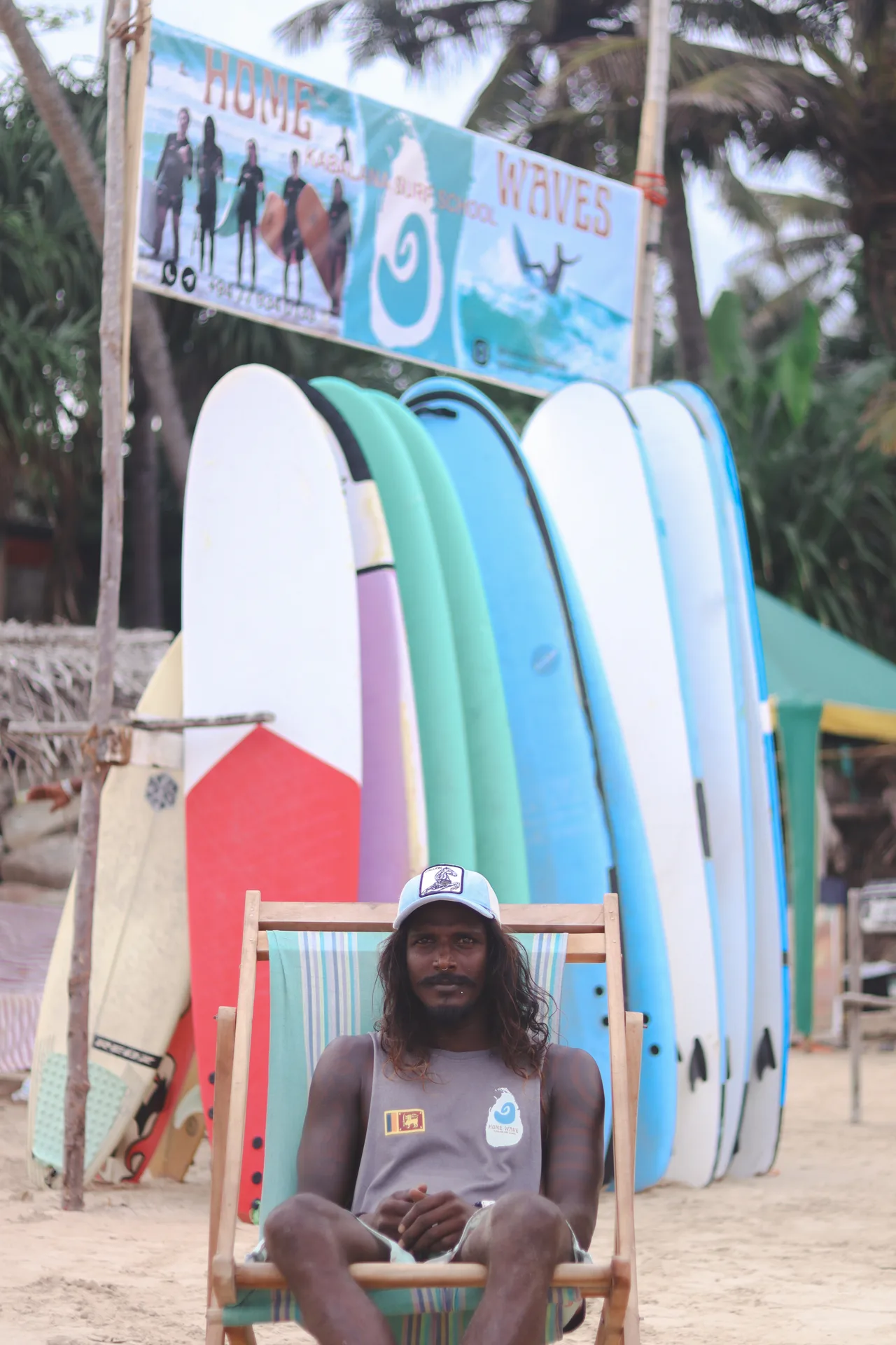 Colourful surfboards at the Home Waves beach school